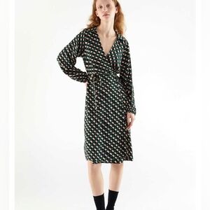 Compania Fantastica Midi Wrap Dress With Geometric Print And A Crossed Design, S